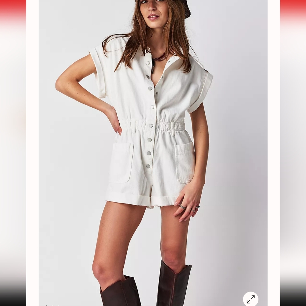 Blank NYC White Denim Short Coverall NWT